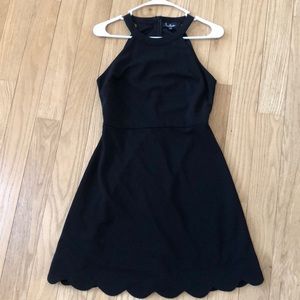 Lulus Black Halter Junior Dress w/Scalloped bottom size M